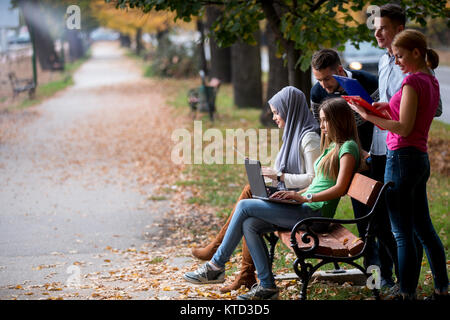 Group of students practicing for exam Stock Photo