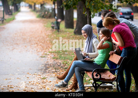 Group of students practicing for exam Stock Photo