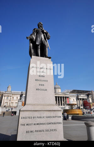 General Sir Charles James Napier by George Cannon Adams in Trafalgar Square, Westminster, London, UK. On a plinth in front of the National Gallery Stock Photo