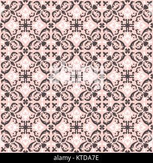Seamless background image of vintage pink geometry spiral kaleidoscope pattern. Stock Vector