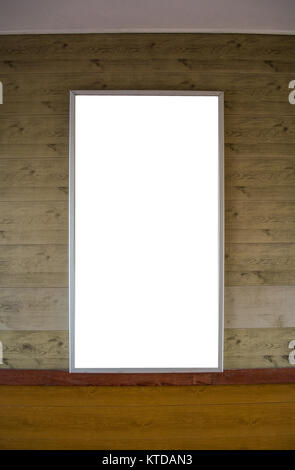 blank billboard on a wooden wall Stock Photo