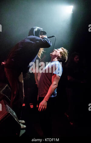 The American hardcore punk band Trash Talk performs a live concert at  Pumpehuset in Copenhagen. Here vocalist Lee Spielman is seen among the  concert crowds. Denmark, 13/03 2017 Stock Photo - Alamy