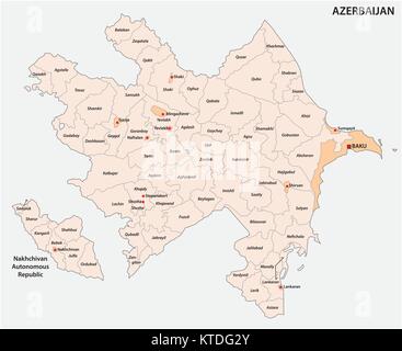azerbaijan administrative and political vector map Stock Vector