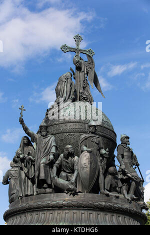 Millennium Monument,1862, Kremlin, UNESCO World Heritage Site, Veliky Novgorod, Novgorod Oblast, Russia Stock Photo