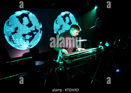 Electronic music pioner and composer Karl Bartos behind his keyboards at a live concert at Rust in Copenhagen. 07/06 2007. Stock Photo