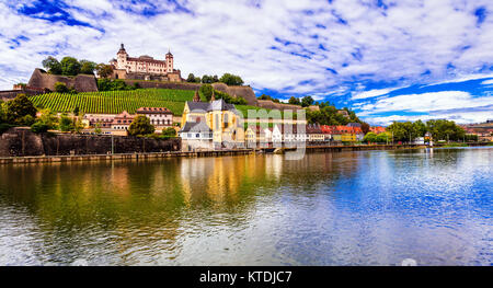 Landmarks and beautiful paces of Germany - medieval Wurzburg town Stock Photo