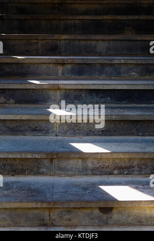 Steps of the stairs and sun glare. Architectural element. Stock Photo