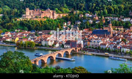 Impressive Heidelberg town,panoramic view ,Germany. Stock Photo