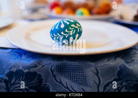 Lithuanian Easter Egg "margutis" on the plate Stock Photo