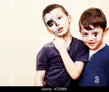 Zombie Apocalypse Kids Concept. Birthday Party Celebration Facepaint On  Children Dead Bride, Scar Face, Zombie Skeleton Together Closeup Makeup  Emotional Posing. Stock Photo, Picture and Royalty Free Image. Image  154459504.