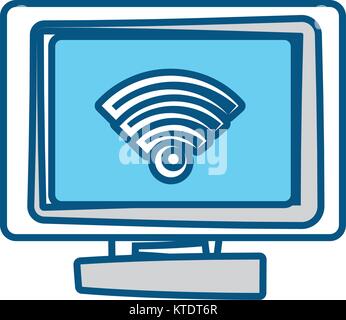 Wifi symbol on pc scree Stock Vector