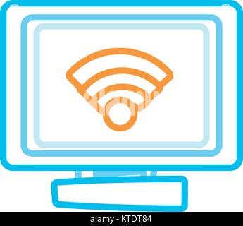 Wifi symbol on pc scree Stock Vector