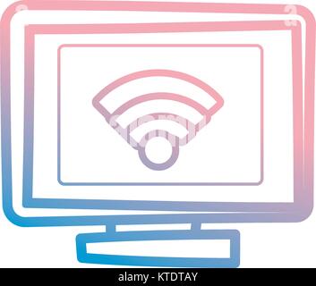 Wifi symbol on pc scree Stock Vector