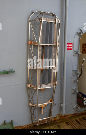 Deck stretcher on the USS New Jersey Iowa Class Battleship, Delaware River, New Jersey, United States. Stock Photo