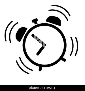 Alarm clock ringing icon in black. Stock Vector