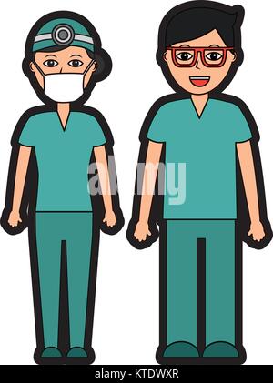 professionals couple of doctor hospital staff vector illustration Stock Vector