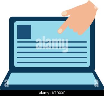 laptop with hand and document on screen computer icon image vector illustration design Stock Vector