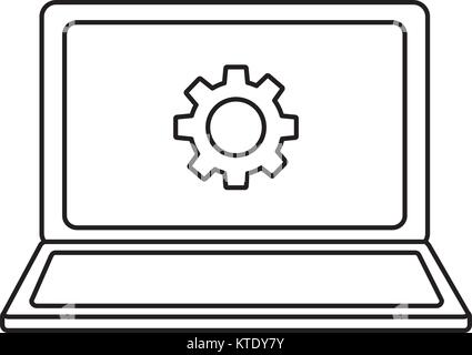 open laptop device with setting on screen Stock Vector
