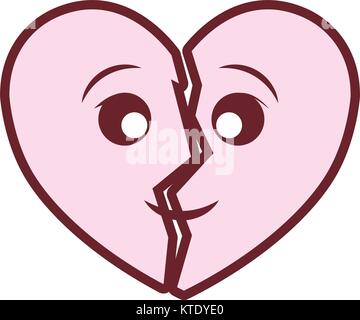 kawaii broken heart icon  Stock Vector