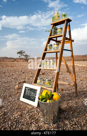 Lemonade Stand at Huab Under Canvas, Damaraland, Namibia, Africa Stock Photo