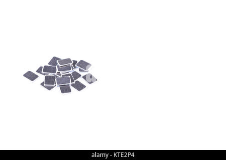 Mamy nano-SIM carsd isolated on white, subscriber identity module, 4FF mobile phone sim card, place for the text Stock Photo