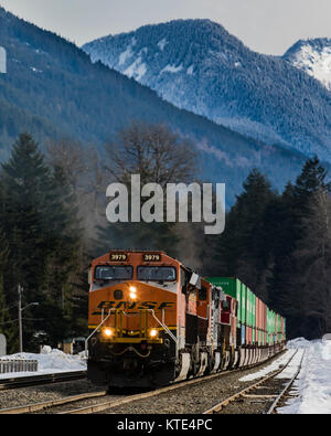 Burlington Northern intermodal container train Stock Photo - Alamy