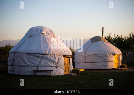 Bel Tam Yurt camp on the southern shore of Issyk Kol Lake in Kyrgyzstan Stock Photo Alamy