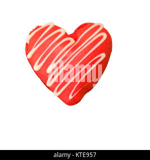 Heart-shaped macaron drizzled with white chocolate Stock Photo
