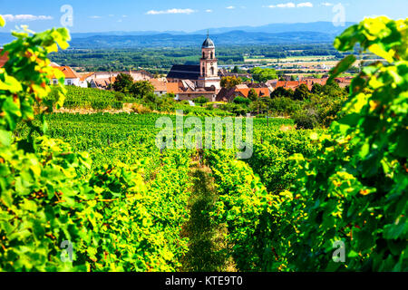 Impressive kayserberg village,view with vineyards,Alsace,France. Stock Photo