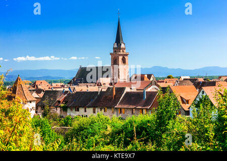 Impressive Kayserberg village,panoramic view,Alsace,France. Stock Photo