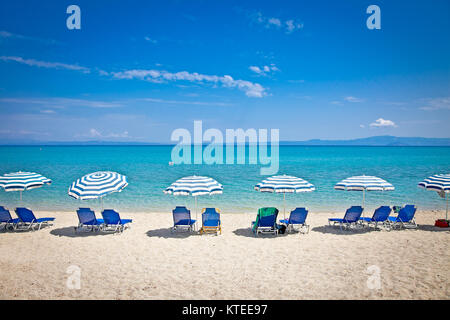 Beautiful Hanioti beach on Kasandra peninsula, Halkidiki,  Greece. Stock Photo
