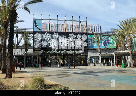 LOS ANGELES, CA / USA - December 22, 2017: A view of the L.A. Zoo front entrance during a chilly, winter morning. Stock Photo