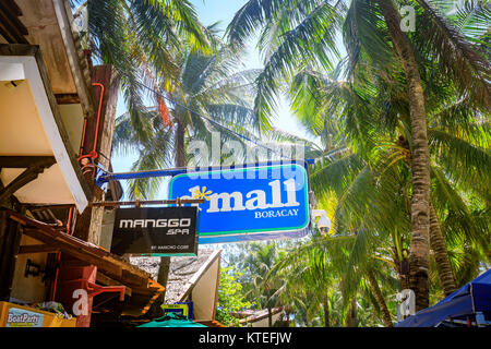 D Mall Plaza board on Nov 19, 2017 in Boracay, Aklan. D-Mall in Boracay consist of restaurants, souvenir shops, boutiques, convenience stores and othe Stock Photo