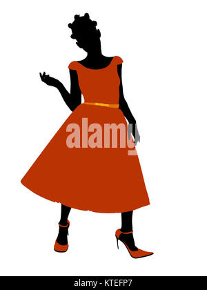 African American Prom Girl silhouette on a white background Stock Photo