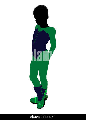 African american male teen skier silhouette on a white background Stock ...