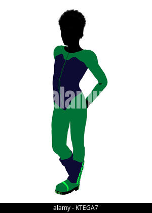African american male teen skier silhouette on a white background Stock ...
