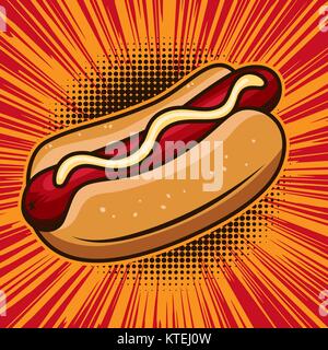 Hot Dog with ketchup. Cartoon Stock Vector Image & Art - Alamy