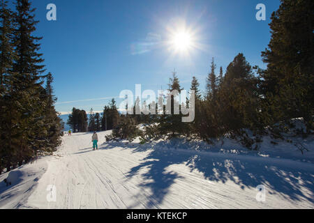 Ski slope in High Tatras mountains. Frosty sunny day Stock Photo