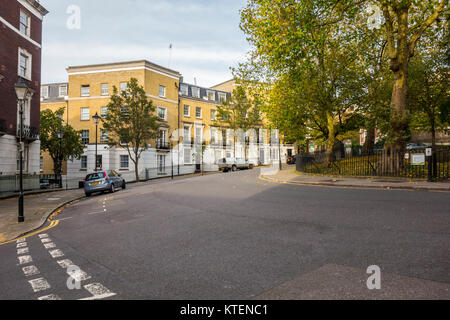 Rebuilt terraced houses which replaced bomb damaged  and destroyed original housing on Percy Circus, Clerkenwell, Islington, London, UK Stock Photo