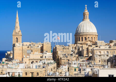 Anglican cathedral and Carmelite church. Valletta, Malta Stock Photo