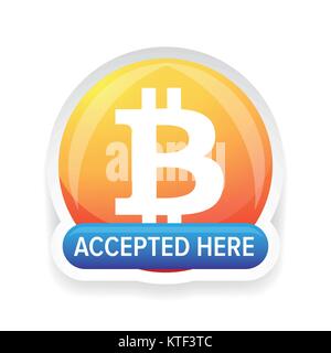 Bitcoin accepted here sticker Stock Vector