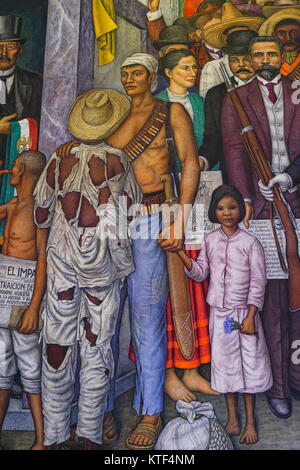 'Sufragio Efectivo - No Reeleccion' showing Francisco I. Madero leaving the Castillo de Chapultepec. Painting by Juan O'Gorman in the National Museum  Stock Photo