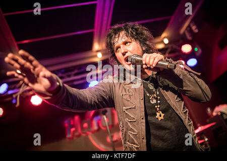 The Norwegian rock band Ammunition performs a live concert at Hard Rock Cafe in Oslo. Here vocalist Åge Sten Nilsen is seen live on stage. Norway, 09/03 2017. Stock Photo