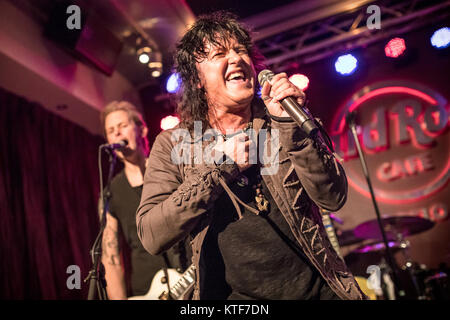 The Norwegian rock band Ammunition performs a live concert at Hard Rock Cafe in Oslo. Here vocalist Åge Sten Nilsen is seen live on stage. Norway, 09/03 2017. Stock Photo