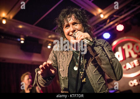 The Norwegian rock band Ammunition performs a live concert at Hard Rock Cafe in Oslo. Here vocalist Åge Sten Nilsen is seen live on stage. Norway, 09/03 2017. Stock Photo