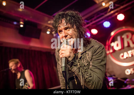 The Norwegian rock band Ammunition performs a live concert at Hard Rock Cafe in Oslo. Here vocalist Åge Sten Nilsen is seen live on stage. Norway, 09/03 2017. Stock Photo