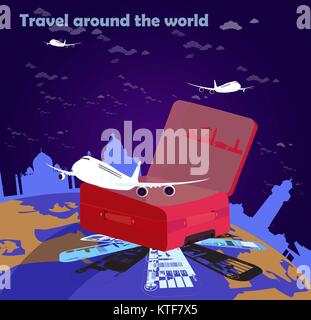 Airlines Travel around the world Stock Vector