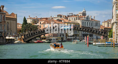 VENICE, ITALY SEPTEMBER - 13, 2017:  The Ponte dell'Accademia bridge across the Grand Canal Stock Photo