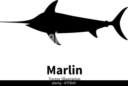 Vector illustration black silhouette fish marlin Stock Vector