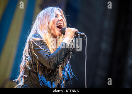 The Swedish rock band Blues Pills performs a live concert at the Norwegian music festival Tons of Rock 2016. Here singer Elin Larsson is seen live on stage. Norway, 23/06 2016. Stock Photo